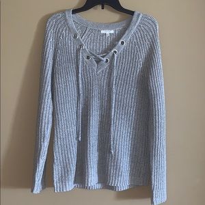 Grey Knit V-Neck Sweater Size Large (Maurice’s)